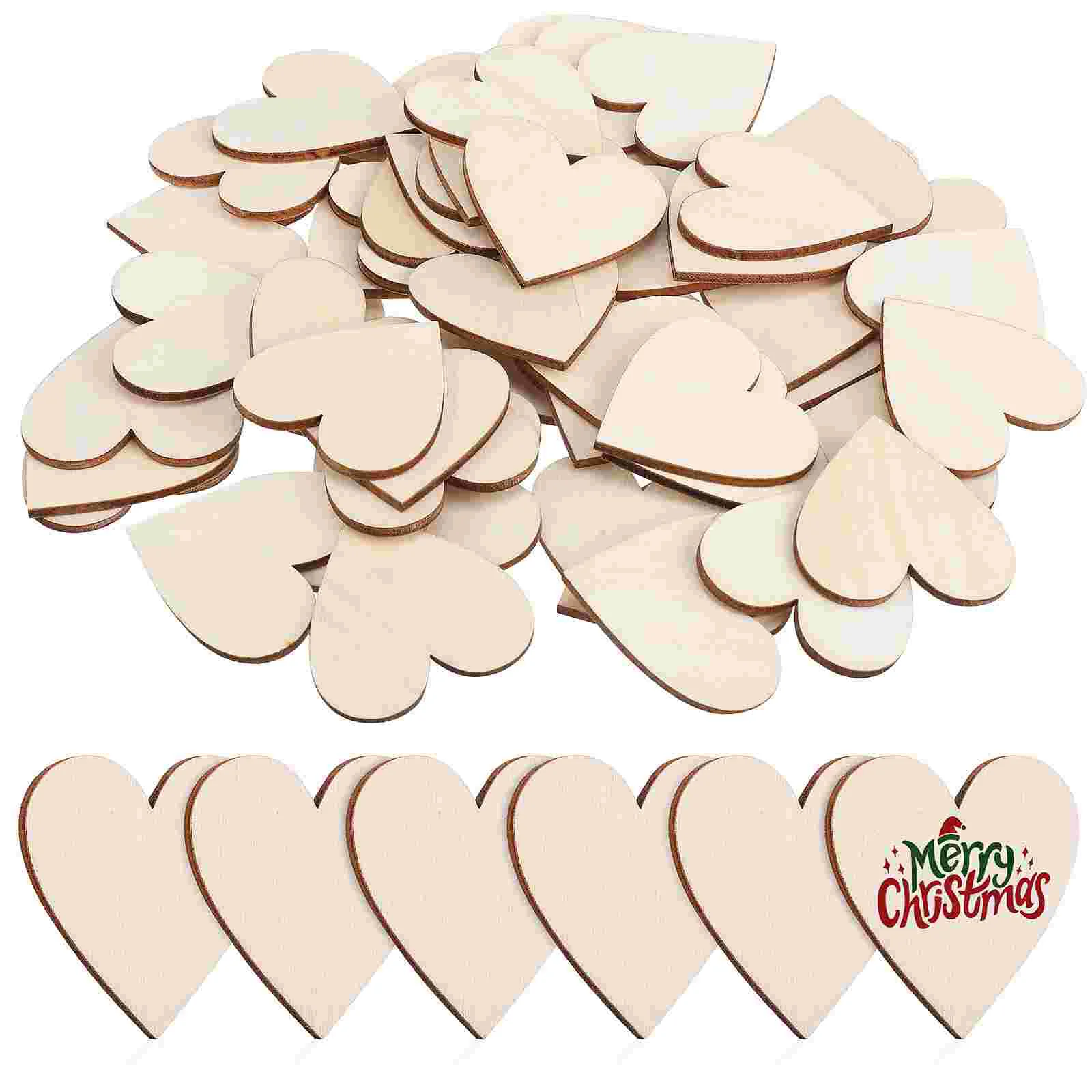 

50 Pcs Wooden Hearts For Crafts Heart Shaped Wood Slices Wooden Heart Ornaments Wooden Shapes For Crafts