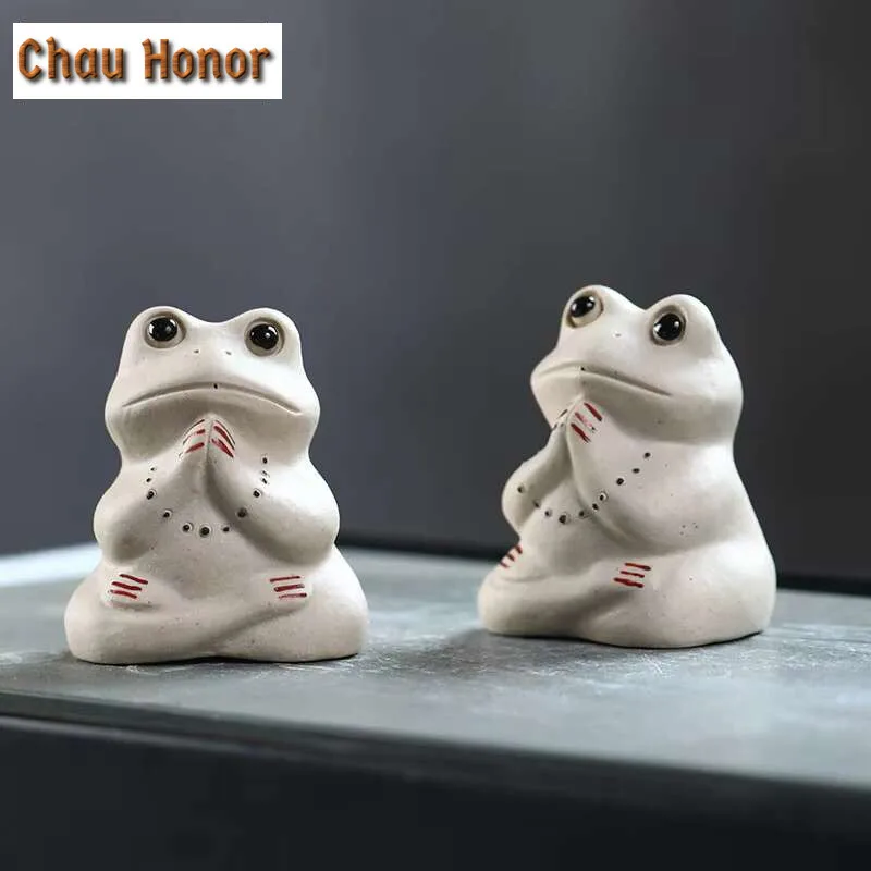 Ceramic Frog Shape Tea Pets Chinese Kung Fu Tea Desktop Decorations Ornaments Zen Animals Figurine Teaware Ceremony Accessories