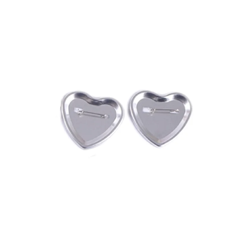 100PCS Metal Heart-Shaped Badge Button Maker Parts, Blank Pin Badges Press Button Parts DIY Badge Making Machine Parts Supplies