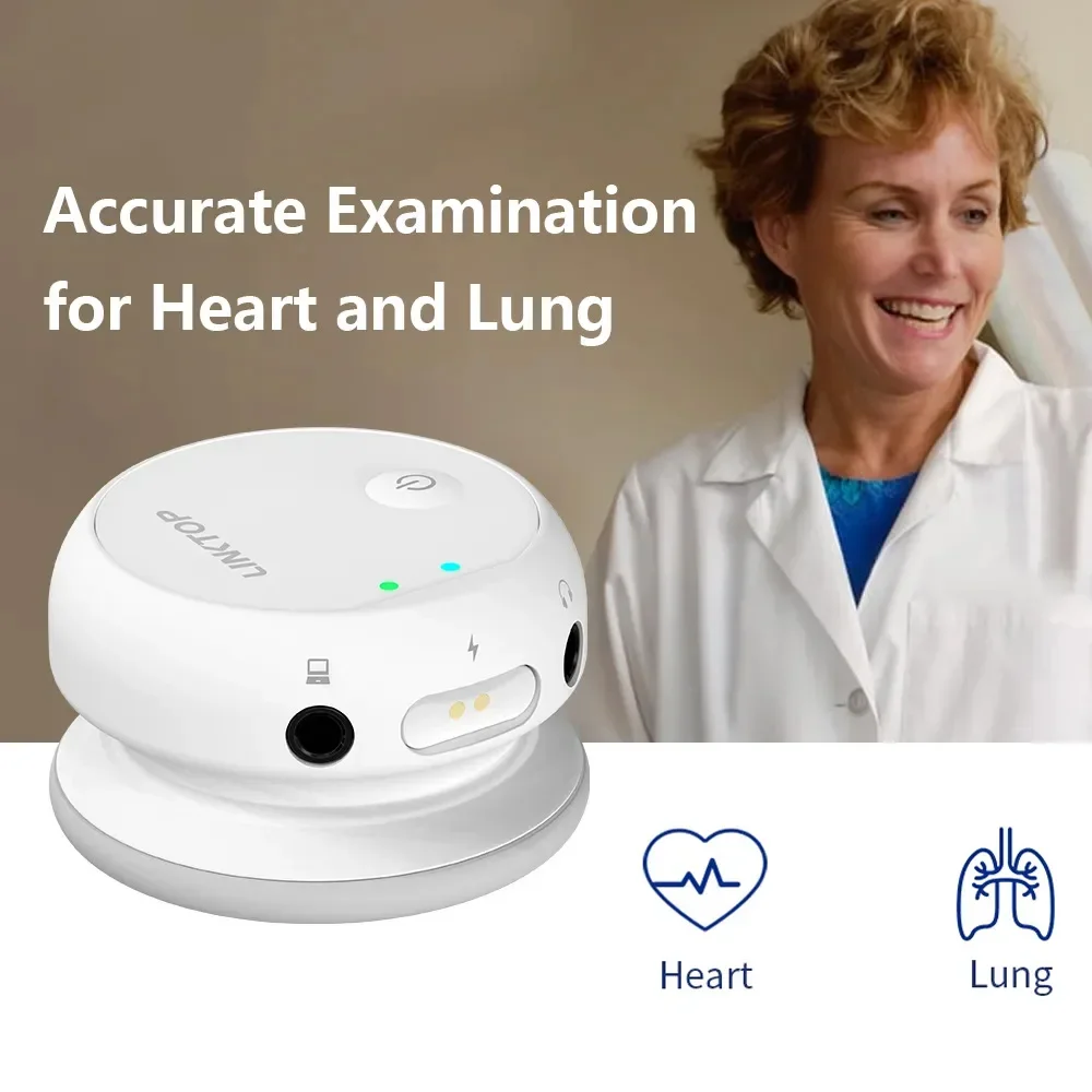 Wireless Digital Stethoscope Bluetooth Amplified Stethoscope For Heart Rhythms Lung Sounds Phones And PC Data Record