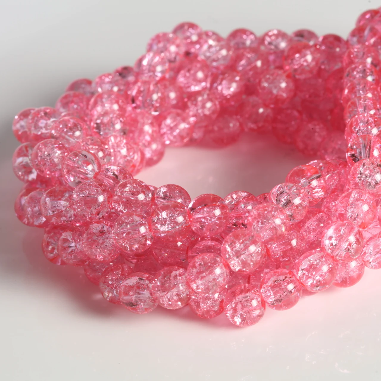 Elegant Pink Crackled Glass Beads for Handmade Jewelry Crafts