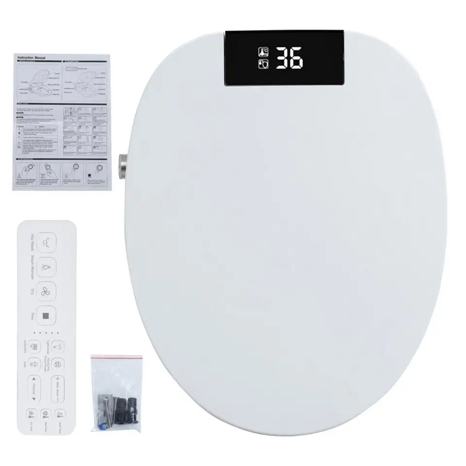 Elongated Heated Bidet Toilet Seat with Dryer