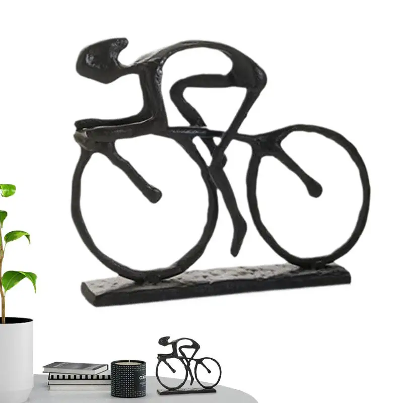 

Современная велосипедная Мужская скульптура, абстрактный чугунный велосипедный орнамент с велосипедом, простые домашние акценты, велосипедный художественный декор для велосипеда
