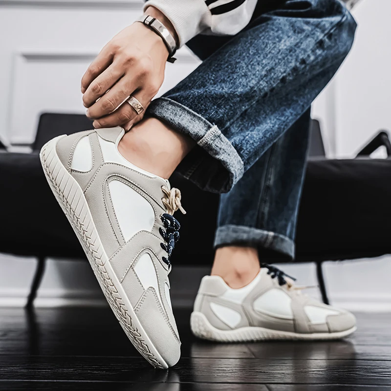 Spring New Casual Shoes Flat Sneakers Men Brand Fashion Lace-up Retro Sneakers Men Comfort Breathable German Training Shoes Men 5