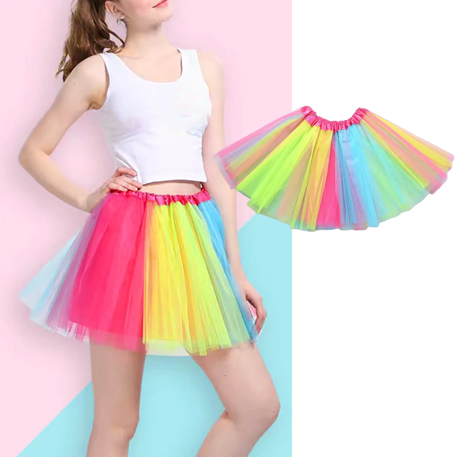

Adult Belly Dance Latin Dance Performance Puffy Skirt Carnival Festival Party Fashion Colourful Tutu Skirt Women's Mesh Skirt