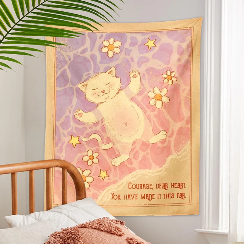 Tapestry Decorations Cute cat Tapestry Wall Hanging Tarot Sun Moon dream Wall Art Tapestries for Living Room Kids Room Bedroom Decor Art