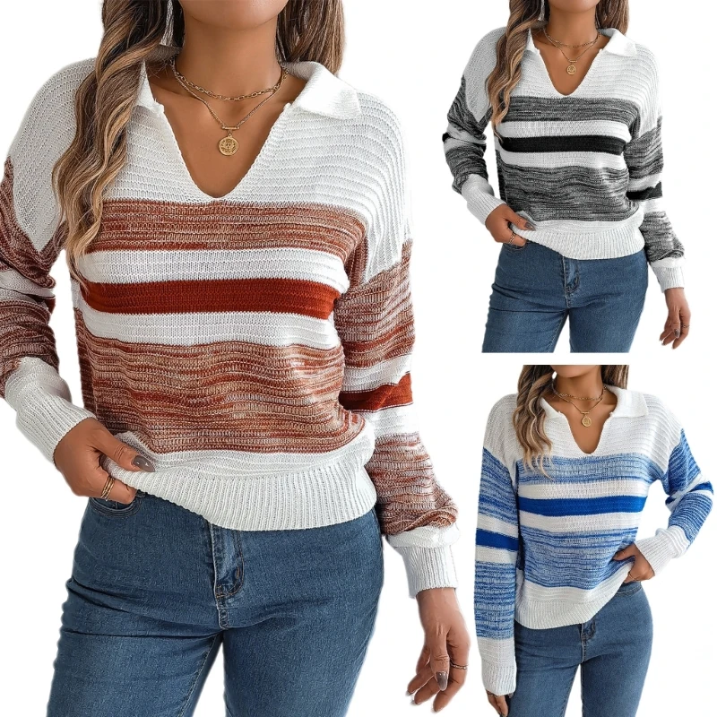 

Women's 2023 V Neck Long Sleeve Oversized Knitted Pullover Sweater Jumper Top