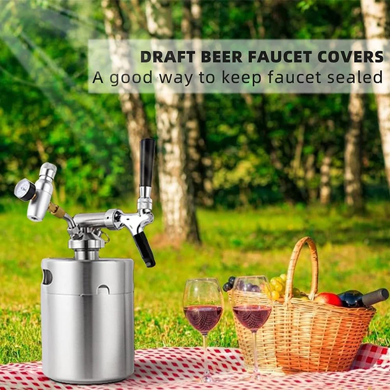 24 Pack Draft Beer Tap Soother Caps - Kegerator Faucet Spout Covers, Bar Pour Plug, USA Made
