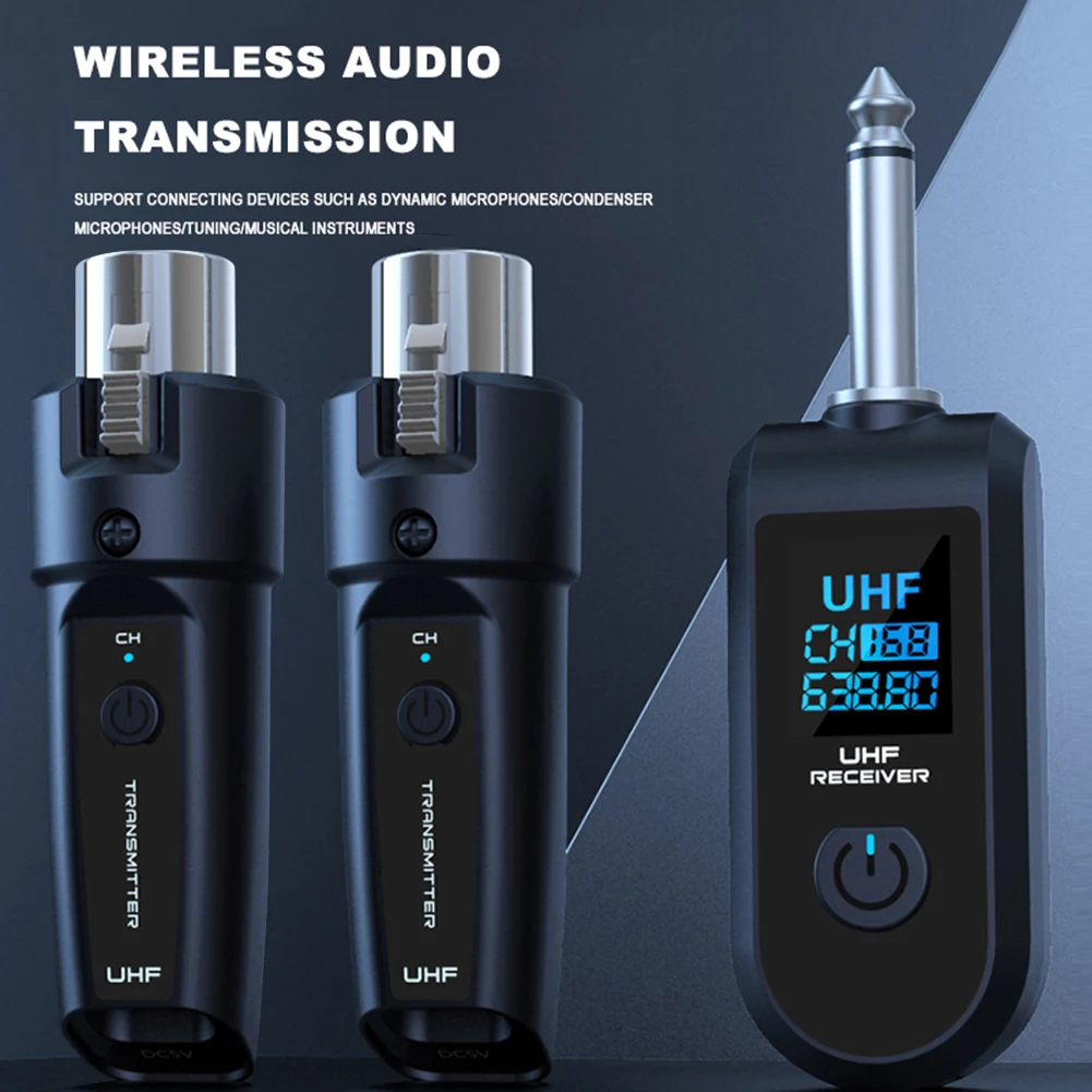 Wireless Microphone Converter XLR Transmitter and Receiver Signal Adapter Audio Mixer Dynamic Mic Electric Guitar Bass