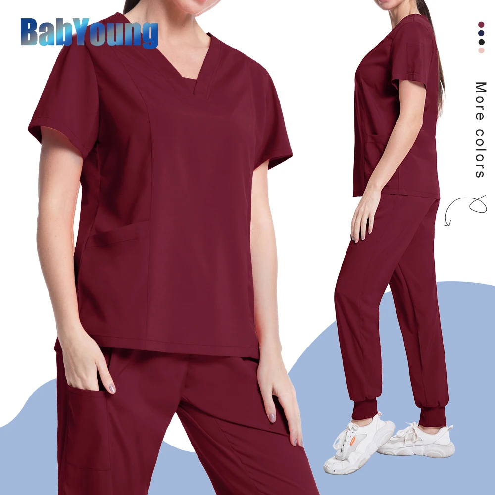 

Surgery 2023 Uniform Solid Color Nursing Scrubs Tops Pants Uniforms Pet Clinic Nurse Suits Women 2023 Doctor Work Clothing