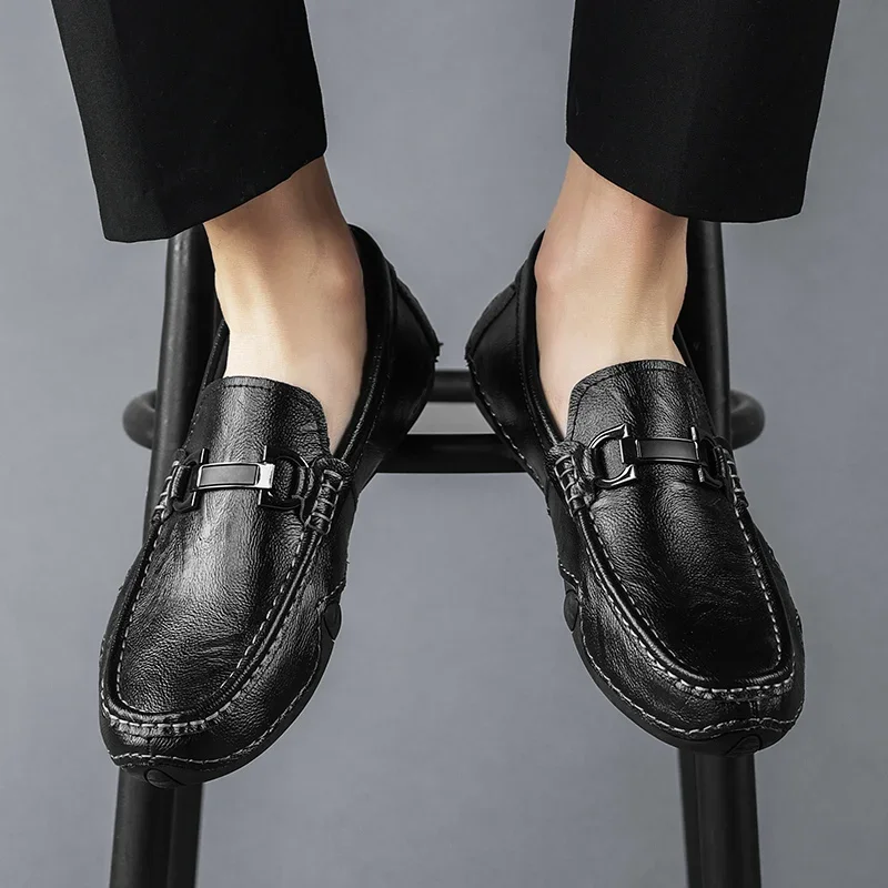 Casual Handmade Leather Shoes Summer Man Sneakers Fashion Loafers Business Casual Size 38-46