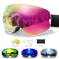 Anti-Fog SKI Goggles Snowboard Goggles UV400 with Night Vison Lens Men Women Teen Best Gift for Christmas and New Year 1