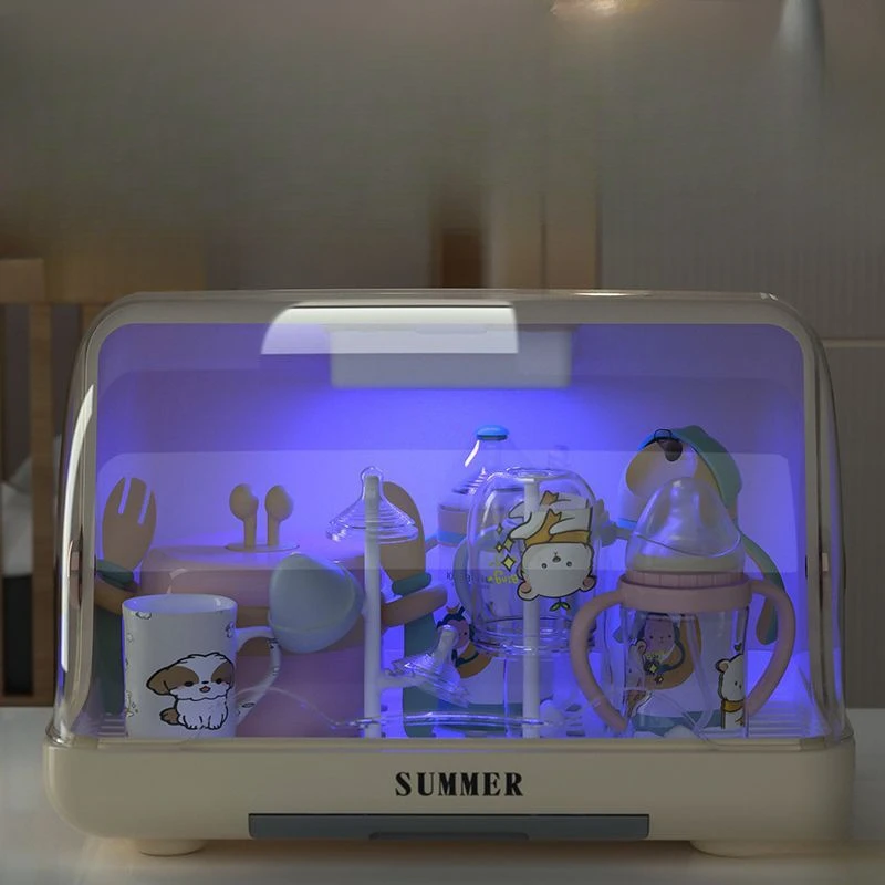 Multifunctional Baby Bottle Sterilizer with UV Disinfection, Drying Rack, Storage Case & Feeding Tool Organizer for Infant Care