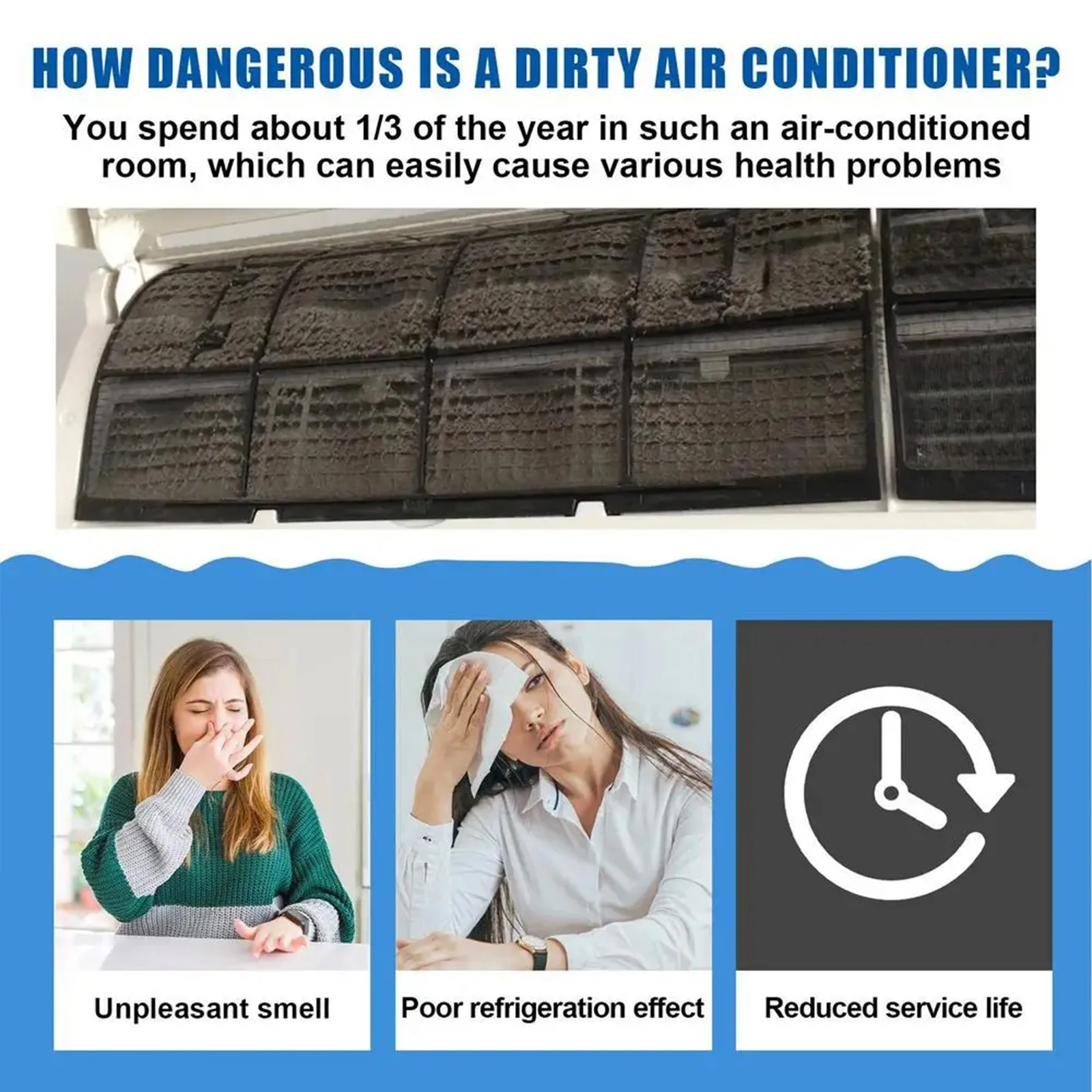 Air Conditioner Cleaner Spray Deeply Cleans Internal Dust Bacteria Removes Odors Washing Foaming Cleaner No Disassembly Washing
