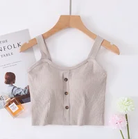 Fabricant en gros 2026 nouveau printemps et été coton ceinture soutien-gorge fronde gilet femmes bouton large épaule ceinture femmes nombril gilet 3