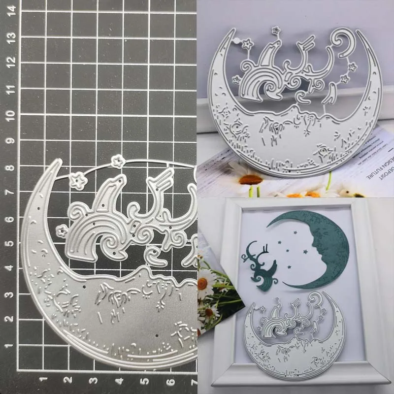 

Metal Cutting Dies Moon Lace Out Background Stencil DIY Scrapbooking Album Paper Card Template Mold Embossing Craft Decoration