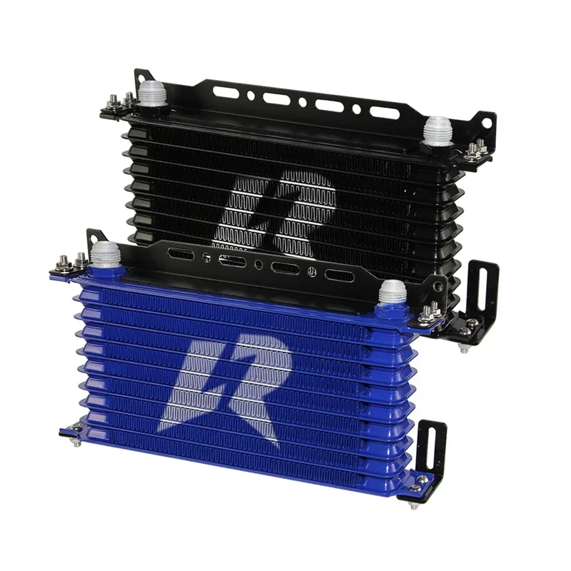LINESRACING AN10 10Row Aluminum Oil cooler W/ 262mm Mounting Bracket Kit Trust Type Black/Blue oil cooler kit