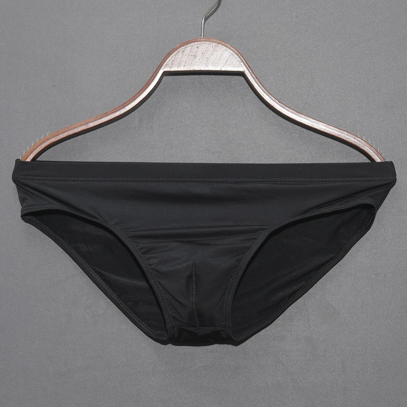 Men's Briefs Underwear Ice Silk Breathable Skin Friendly Quick Drying Low Waist Sexy Summer Thin Transparent Panties