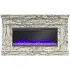 Waverly Wide Mantel with Linear Electric Fireplace & Crystal Ember Bed, Onyx Marble 4