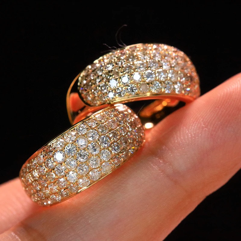 S0eeaaa6a840f4a01a7f64e8391b54facw Aazuo 18K Pure Gold Yellow Gold Real Diamonds 1.30ct Luxury 5Lines Ring Gifted For Woman Deluxe Banquet Jewelry Woman's Fashion