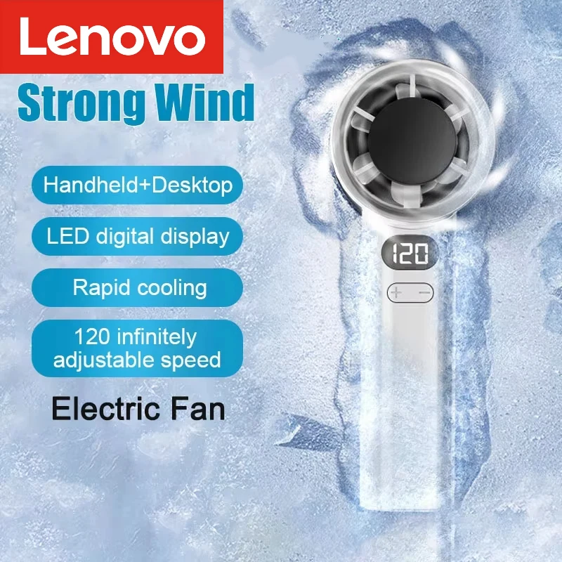 Lenovo Portable Handheld Fan 120 Wind Speeds Mini Bladeless Hand Fan USB Rechargeable Highspeed Fans Camping Electric Air Cooler 1
