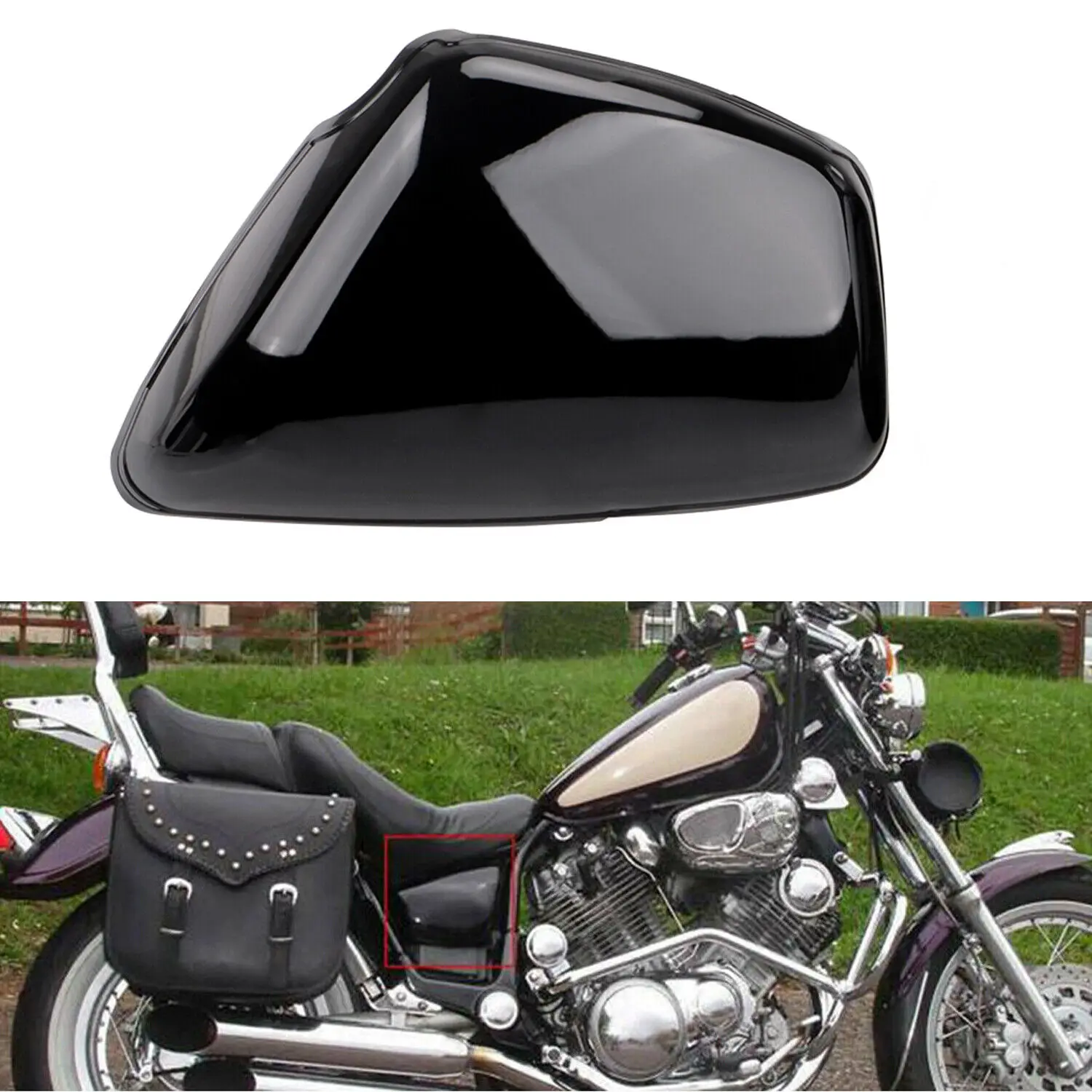 BlackMotoRightSideBatteryFairingCoverForYamahaViragoXV700