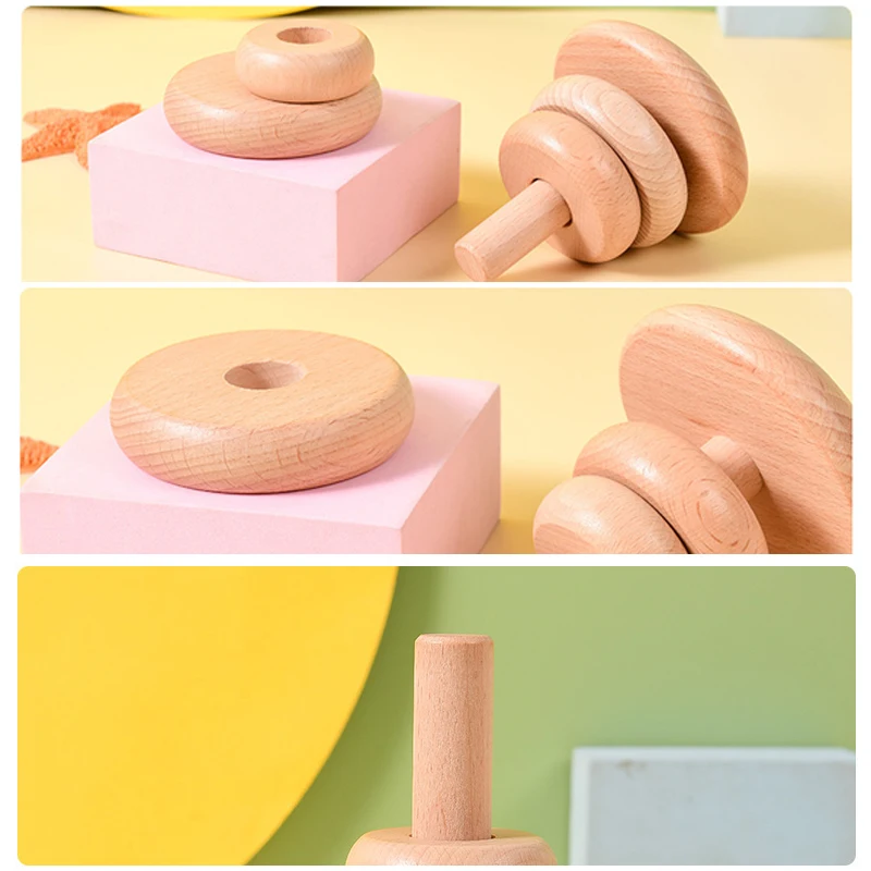 Stacking Puzzle Toys Cup Stacking Toys Wooden Toys Puzzle Toys Educational Toys Stacking Toys Wooden Game Toys Children Stacking Circle Wooden Toy Tumbler Game Beech Stack Tower Fine Motor Skills Montessori Early Education Toy For Toddlers