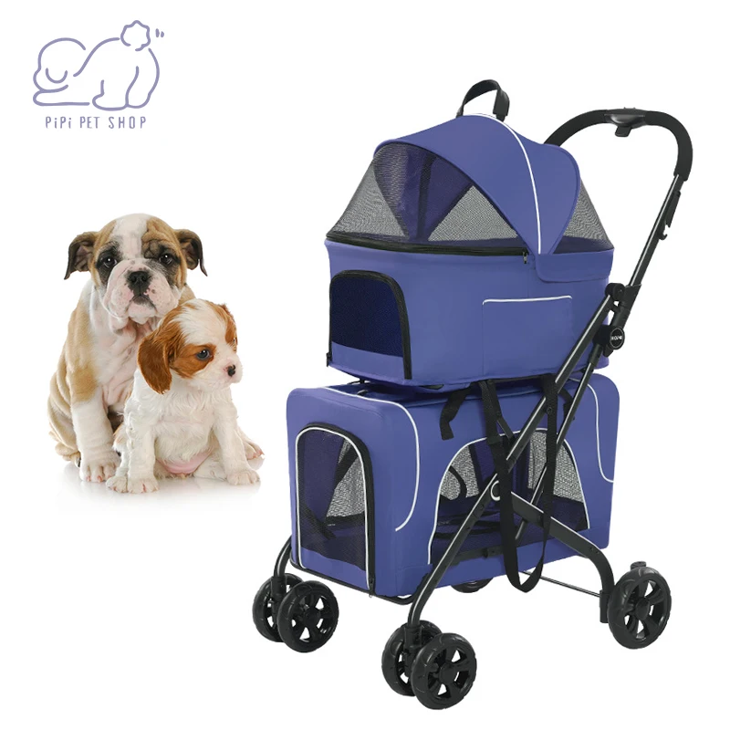 

Detachable 2 Layer Pet Trolley 4 Wheel Universal Stroller for Small Dog Cat Carrier Bag Basket Pulley Cart Supplies Accessories