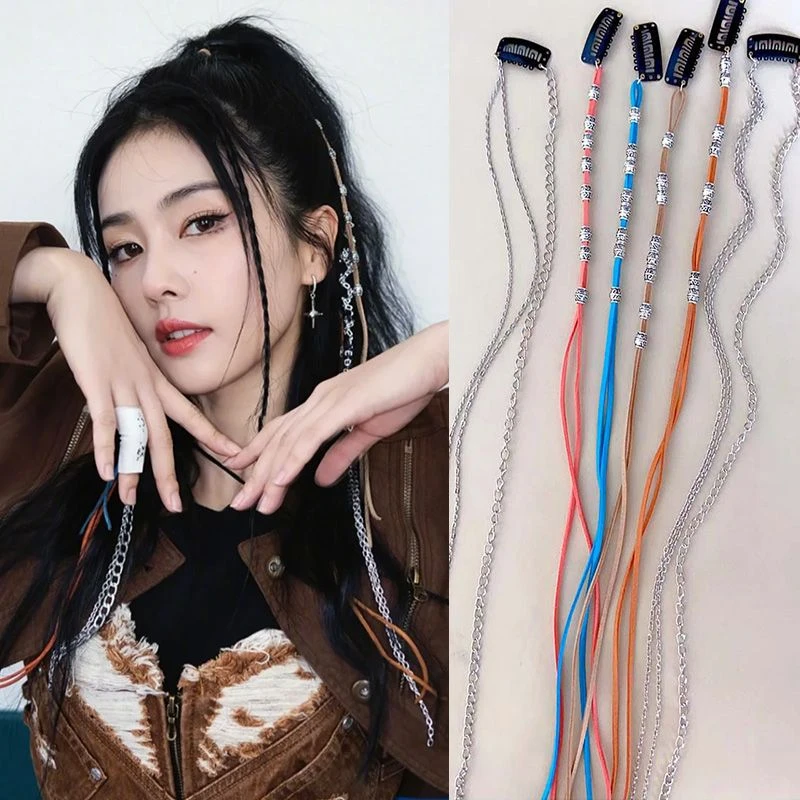 Wig Braide Flashing Diamond Chain Hairpin Braided Hair Headdress Tassel