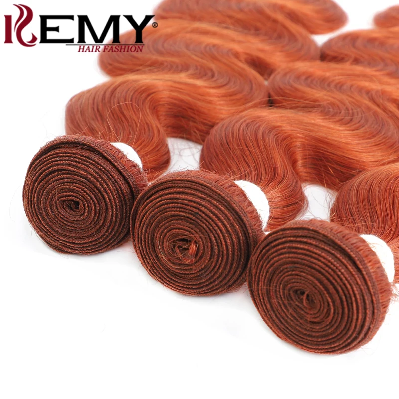 Body Wave Human Hair Bundles Brazilian Human Hair Weave Bundles 350 Orange Ginger Colored Remy Extension 1/3/4 PCS