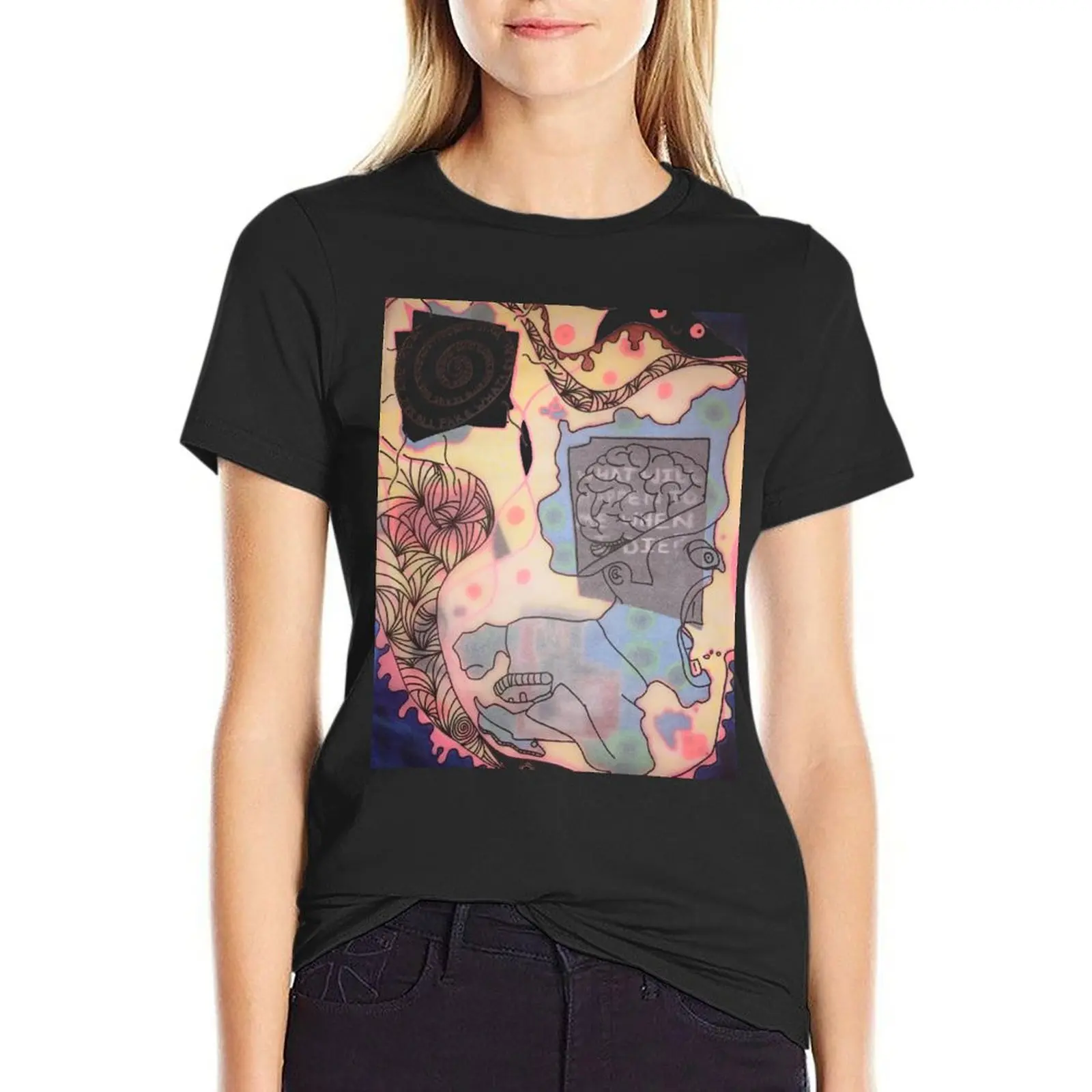 

the SKY is BLACK T-Shirt aesthetic clothes Short sleeve tee t shirt for Women