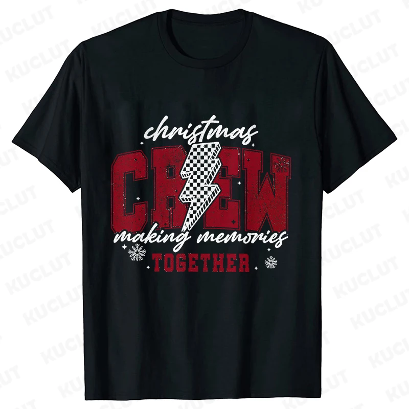 thumbnail image 1 of Camiseta navideña de We Are Family, camiseta navideña a juego, camiseta de fiesta de la tripulación navideña, ropa de manga corta, camisetas de Feliz Año Nuevo, 1 of 5