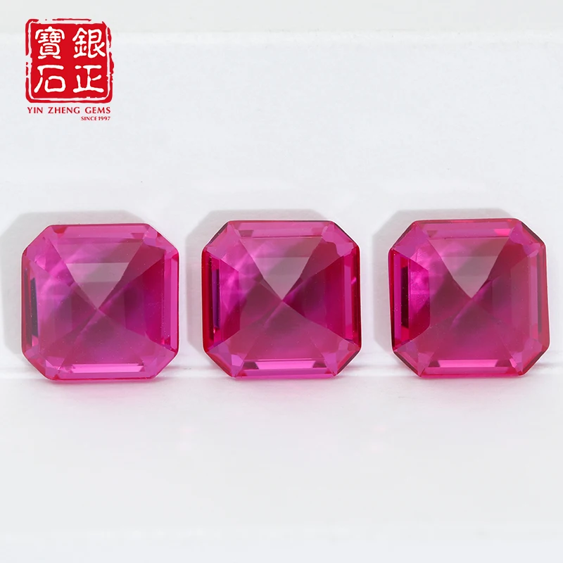 YinZheng Flame Melted Pink Sapphire Asscher Cut for Jewelry Making Cultivate Pink Sapphire loose gemstones