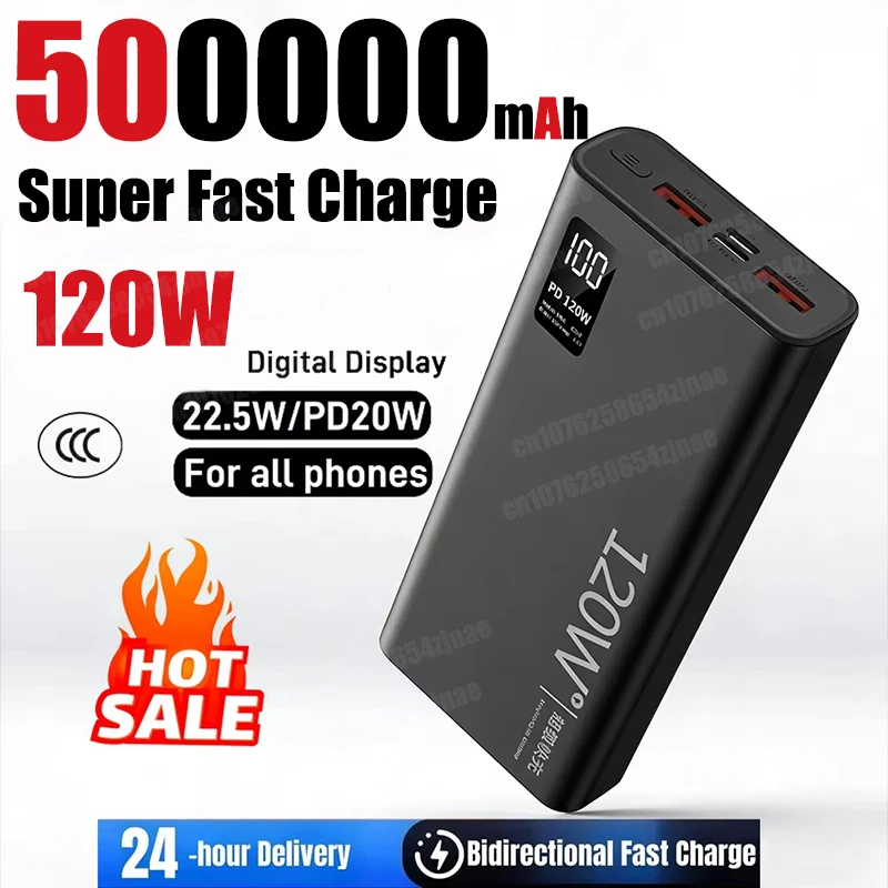 Power Bank 120W 500000mAh Grande Capacità Ricarica Super Veloce Caricabatterie Portatile per iPhone Samsung Huawei Xiaomi