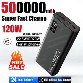 Power Bank 120W 500000mAh Grande Capacità Ricarica Super Veloce Caricabatterie Portatile per iPhone Samsung Huawei Xiaomi