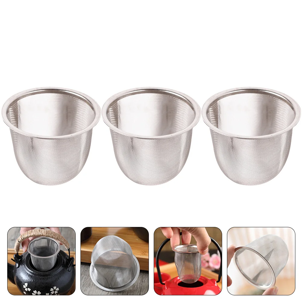 

3pcs Stainless Steel Tea Filters Metal Teapot Replacement Mesh Strainers