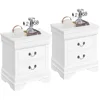 Fully-Assembled Nightstands Set of 2, 2-Drawer Nightstands Large Classic Bedside Tables with Storage, Wooden Painted 1