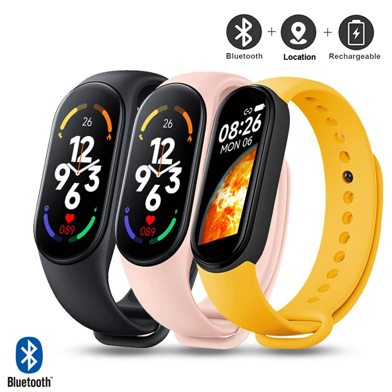 스마트 워치 M7 남녀공용 스마트 밴드, M7 심박수 스마트워치, 피트니스 트래커, 혈압 스포츠 스마트 팔찌, 밴드 7