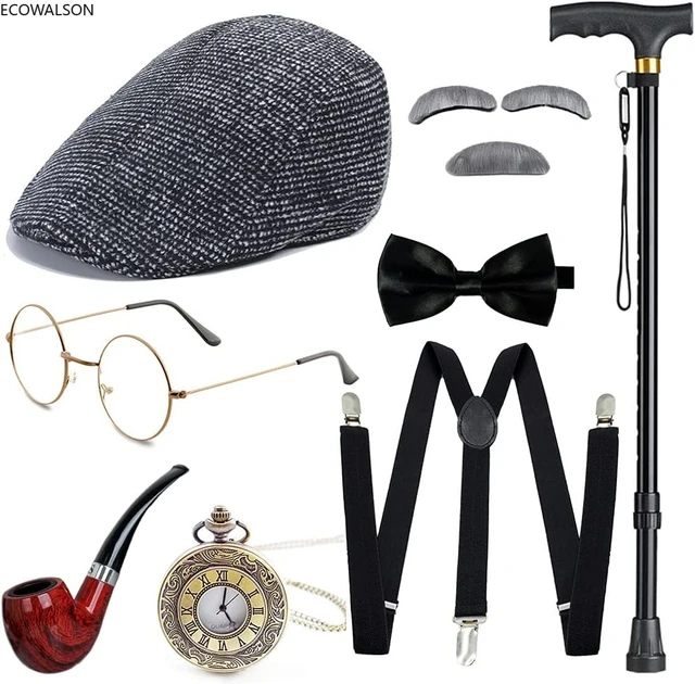 Costume classique rétro des années 1920 pour homme, ensemble d'accessoires  pour grand-père, Gatsby, Gangster, avec chapeau de journal intime -  AliExpress