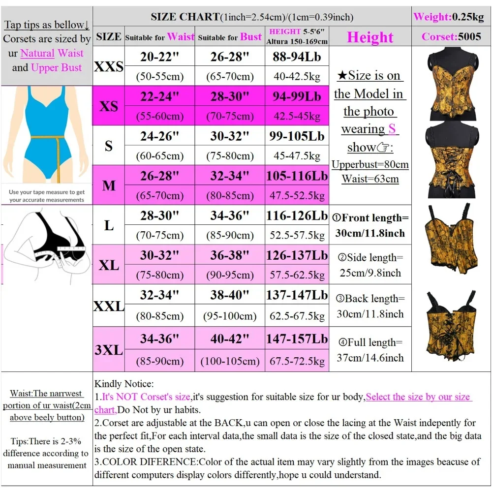 Description Picture 2 of itemWomen Sunflower Oil Paiting Floral Embroidery Corset Vintage Shapewear Bustiers Overbust Bust Shaping Tank Tops Tight Top