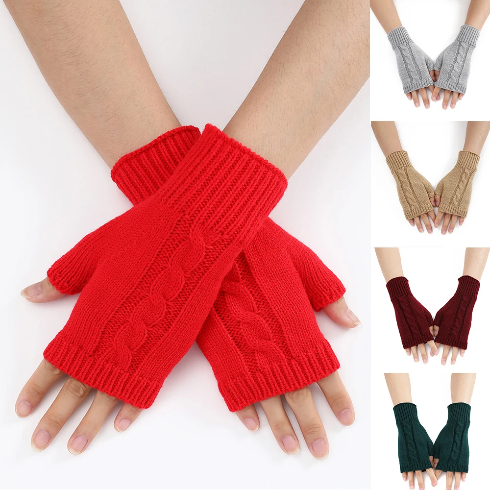 

Korean Female Half-finger Gloves Autumn Winter Students Warm Arm Sleeves Solid Warmth Knitted Sleeves Fingerless Wristband