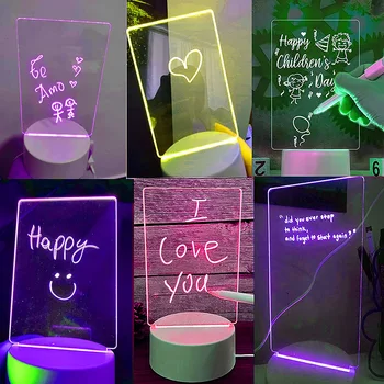 펜 USB 배터리 전원 LED 야간 조명 메모판 메시지 보드, 휴일 조명, 데스크탑 램프, 침실 장식, 어린이 선물