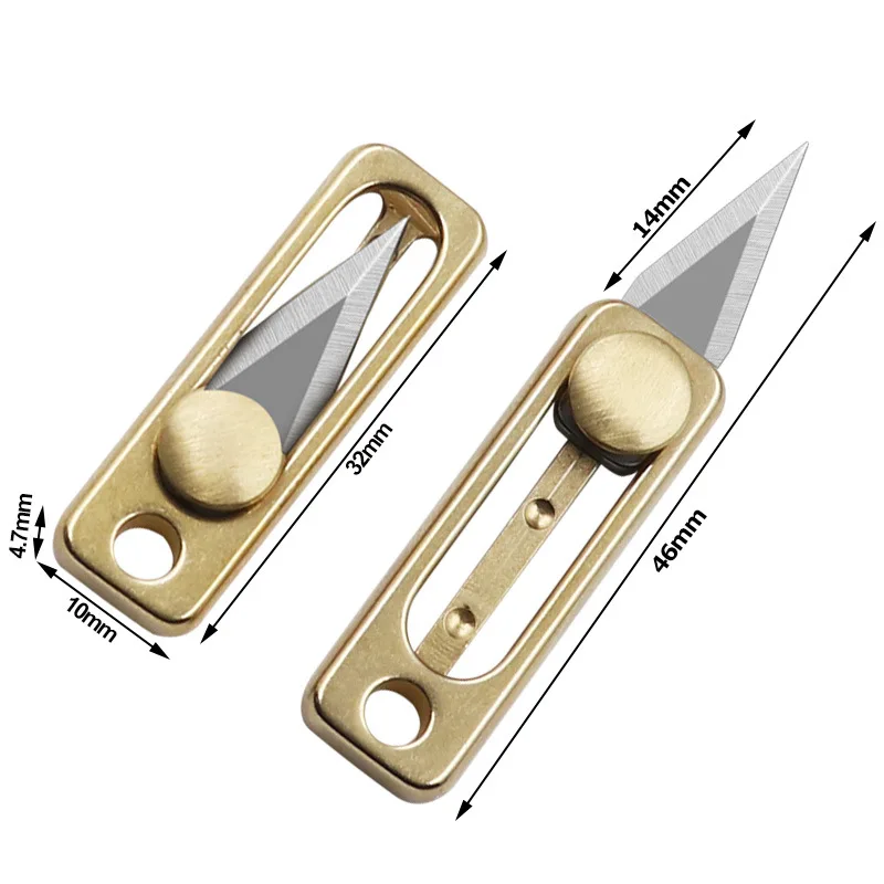 1 Pcs Brass Mini Box Knife Pocket Push-pull Knife Portable Portable Keychain Pendant Demolition Express Letter Opener