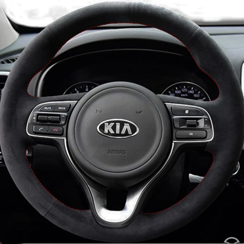 

Custom Suede Car Steering Wheel Braid Cover 100% Fit For Kia Sportage 4 KX5 2016 2017 K5 2016 2017 Auto Interior Accessories