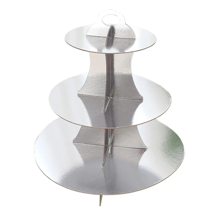 Disposable multi-layer paper cake rack birthday party decoration three-layer hot stamping dessert table cake tray cupcake stand