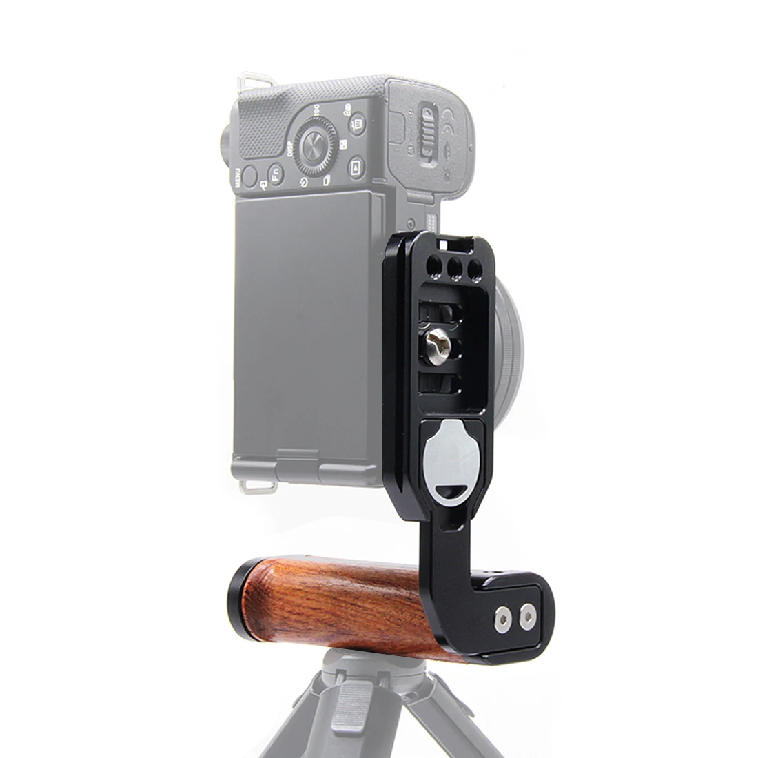 Kamerakäfig für Sony ZV-E10 mit seitlichem Holzgriff, oberer Griff aus Aluminium für Sony ZV E10 Vlogging Video Rig Filmherstellungssystem – Detail 32
