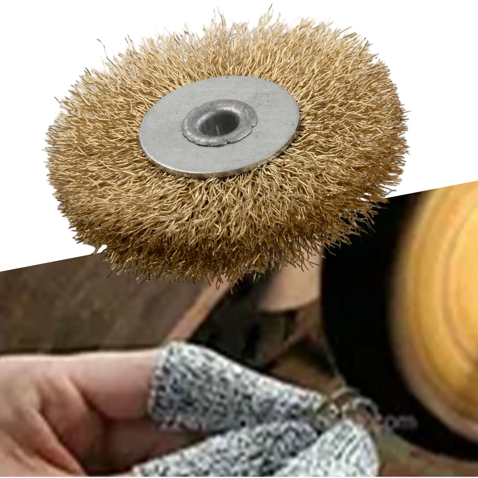 

3In Flat Crimped Stainless Steel Wire Wheel Brush For Angle Grinder 0.32in Bore Copper Plated Stainless Steel Brushes Polishing