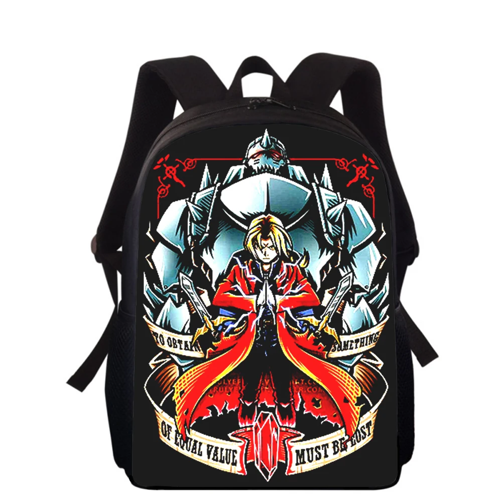 anime Fullmetal Alchemist 15” 3D Print Kids Backpack Primary School Bags for Boys Girls Back Pack Students School Book Bags