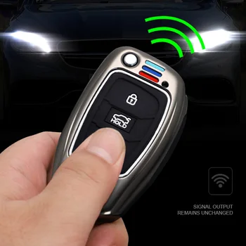 Custodia a conchiglia con chiave a scatto a distanza per auto in Silicone in lega di zinco per Hyundai Creta I10 I20 Tucson Elantra Santa Fe 2016 2017 - Custodia a conchiglia con chiave a scatto a distanza per auto in Silicone in lega