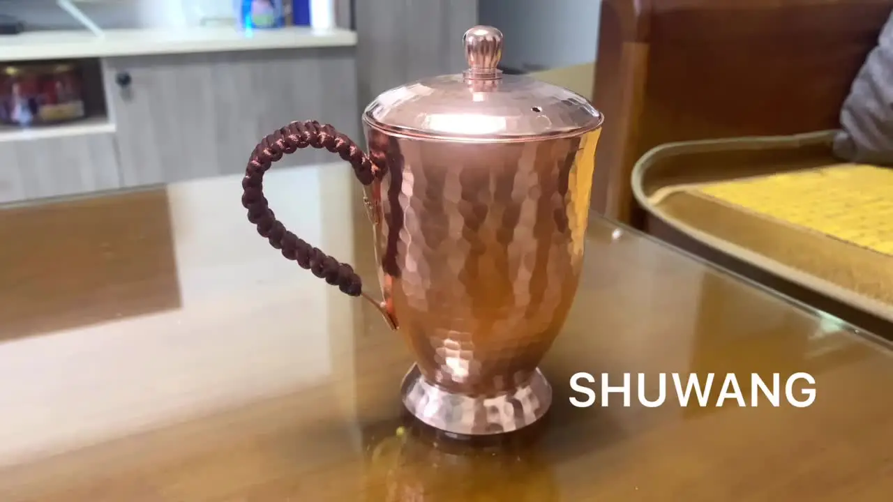 Пивная чашка ручной работы кофейная кружка из чистой меди с крышкой утолщенной